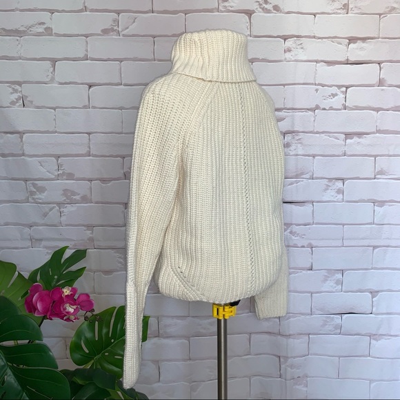 RAG & BONE CeCe Funnel Neck 100% Wool Pullover Ivory Beige Cream M $549 - Picture 9 of 13